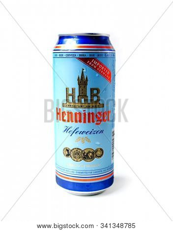 Prague, Czech Republic- September 12, 2019. The famous Henninger brewery in Frankfurt, Germany.