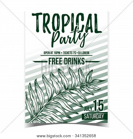 Areca Palm Tropical Exotic Leaf Banner Vector. Houseplant Floral Chrysalidocarpus Lutescens Arching 