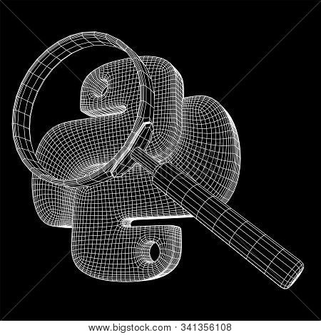 Python Code Language Sign With Magnifying Glass. Programming Coding And Developing Concept. Wirefram