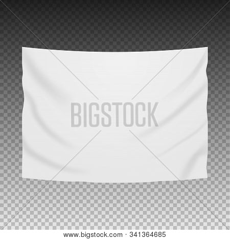 White Blank Vector Banner Textile. Empty Hanging Fabric Banner Illustration Design