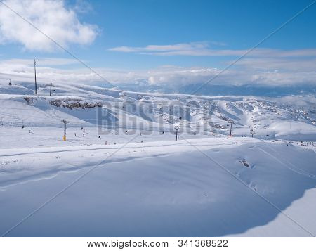 Slopes Of Parnassos Mountain In A Sunny Day