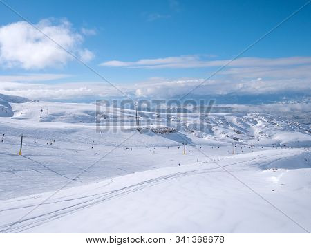 Slopes Of Parnassos Mountain In A Sunny Day