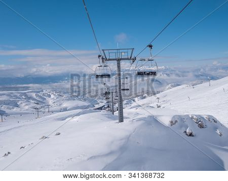 Ski Lift On Parnassos Ski Resort