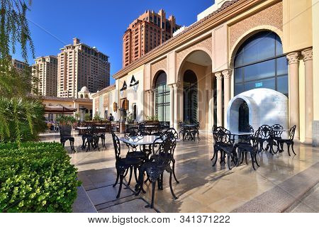 Doha, Qatar - Nov 23. 2019. Sityscape Of Porto Arabia On The Pearl Island