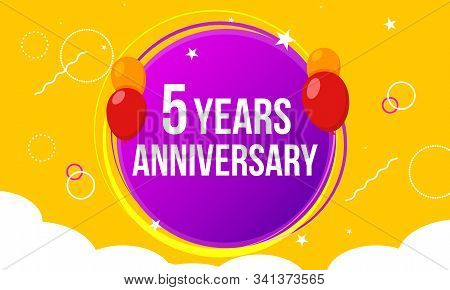 5 Anniversary Hapy Birthday First Invitation Celebration Party Card Event. 5st Anniversary Template 