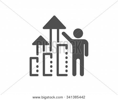 Work Result Sign. Employee Results Icon. Statistics Chart Symbol. Classic Flat Style. Simple Employe
