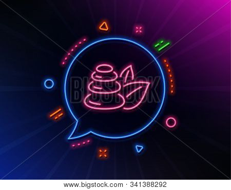 Spa Stones Line Icon. Neon Laser Lights. Bath Resort Sign. Hotel Service Symbol. Glow Laser Speech B