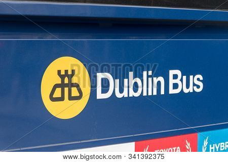 Dublin, Ireland - November 6, 2019: Emplem Of Dublin Bus On Bus.