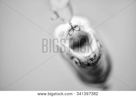Fish Hook Or Fishhook Is Device For Catching Either By Impaling In Mouth. On Hook. Trout Caught. Goo