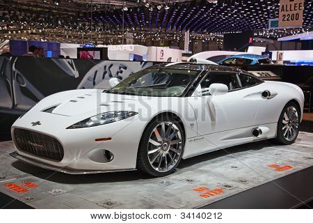 GENEVA - MARCH 8: The Spyker C8 on display at the 81st International Motor Show Palexpo-Geneva on March 8; 2011 in Geneva, Switzerland.