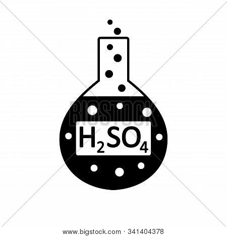 Laboratory Glass With Sulfuric Acid On White Background. Vector Illustration.
