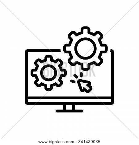 Black Line Icon For Coincidence Setting App Teachnology Monitor Screen