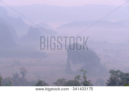 Beautiful Morning View Of Phulangka With Foggy Environment, The Travel Destination For Tourism In Ph