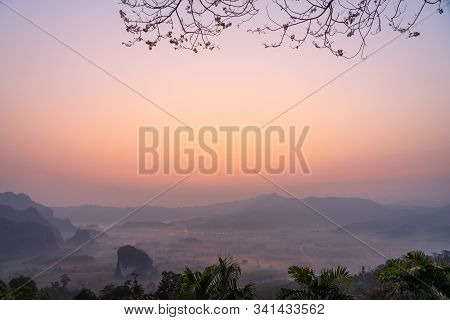 Beautiful Morning View Of Phulangka With Foggy Environment, The Travel Destination For Tourism In Ph