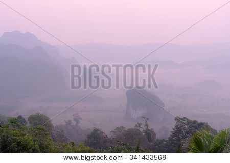 Beautiful Morning View Of Phulangka With Foggy Environment, The Travel Destination For Tourism In Ph