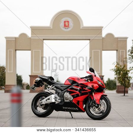 Krasnoyarsk, Russia - September 23, 2019: Red And Black Sportbike Honda Cbr 600 Rr 2005 Pc37.