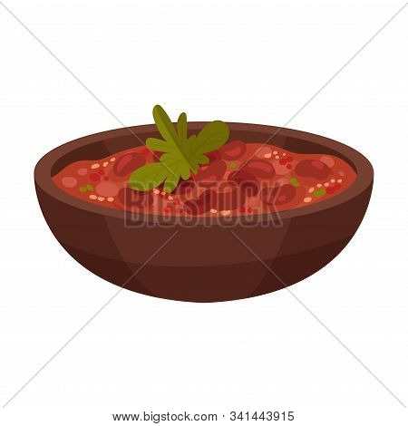 Traditional Mexican Food Served In Bowl Vector Illustration