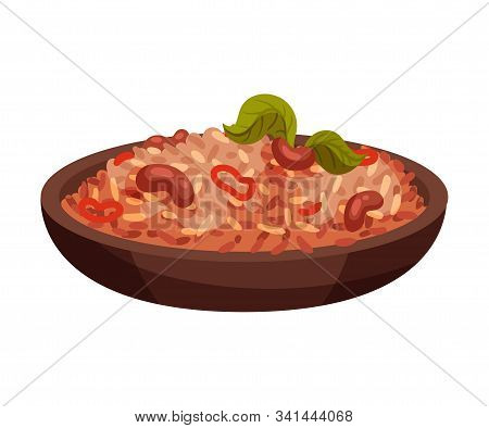 Traditional Mexican Food Served In Bowl Vector Illustration