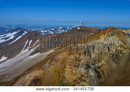 Panoramic View Of The City Petropavlovsk-kamchatsky And Volcanoes: Koryaksky Volcano, Avacha Volcano