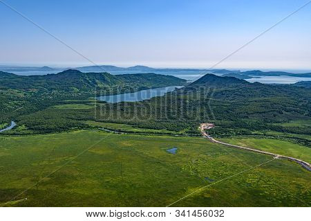 Panoramic View Of The City Petropavlovsk-kamchatsky And Volcanoes: Koryaksky Volcano, Avacha Volcano