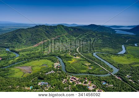 Panoramic View Of The City Petropavlovsk-kamchatsky And Volcanoes: Koryaksky Volcano, Avacha Volcano