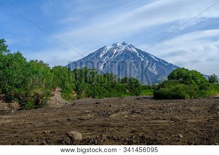 Panoramic View Of The City Petropavlovsk-kamchatsky And Volcanoes: Koryaksky Volcano, Avacha Volcano