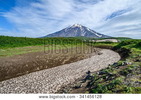 Panoramic View Of The City Petropavlovsk-kamchatsky And Volcanoes: Koryaksky Volcano, Avacha Volcano