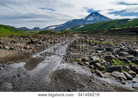 Panoramic View Of The City Petropavlovsk-kamchatsky And Volcanoes: Koryaksky Volcano, Avacha Volcano