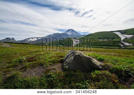 Panoramic View Of The City Petropavlovsk-kamchatsky And Volcanoes: Koryaksky Volcano, Avacha Volcano