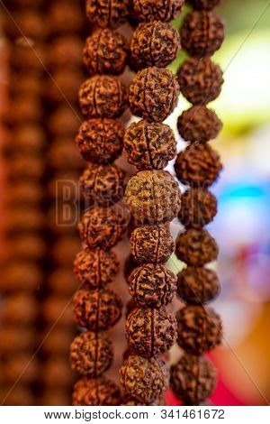 Rudraksh Mala (rosary) Beads, Seed. Rudraksh Chain Typically Used By The Hindu Sadhus