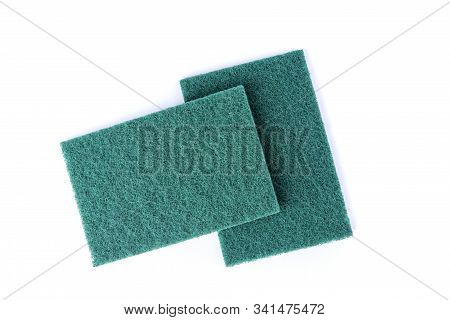 Rectangular Green Wiry Washing Sponges With Coarse Scrubbing Power