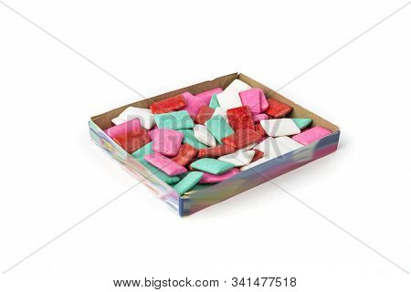 Red Green Pink And White Assorted Flavors Chicle Gum Pieces