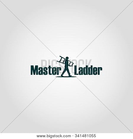 Master Ladder Company Logo Design Template, Pictorial Mark Logo Concept, Character Logo, People Carr