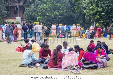 Mayapur, West Bengal, India - Dec 25, 2019. During The Christmas Holidays Hundreds Of Indian Pilgrim