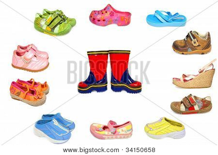 zbiór różnych buty na białym tle