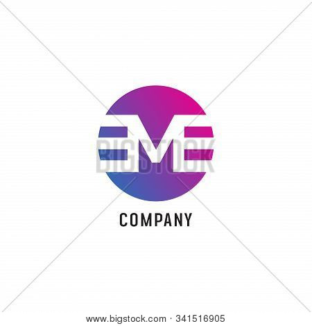 Letter M Colorfull Alphabetic Logo Design Template, Em Abjad, Flat Simple Clean, Pink & Blue Gradati