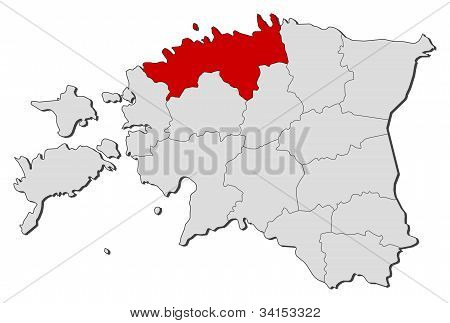 Karta över Estland, Harju belyst