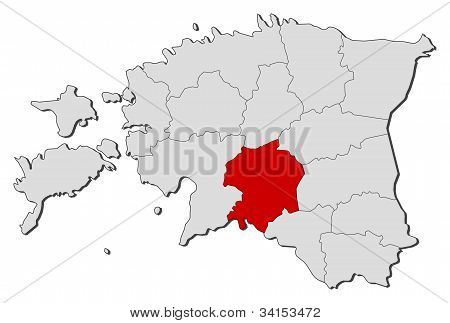 Kort over Estland, Viljandi fremhævet