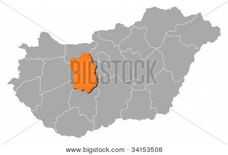 Map Of Hungary, Fejér Highlighted
