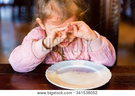 Unhappy Preschooler Girl Doesnt Want To Eat
