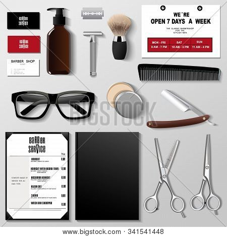 Vector Barbershop Corporate Identity Template Design Set.