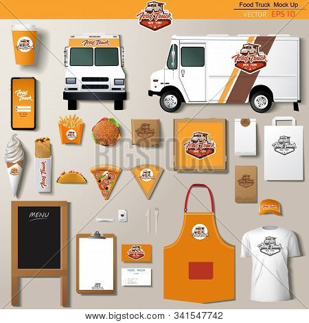 Vector Food Truck Corporate Identity Template Design Set.