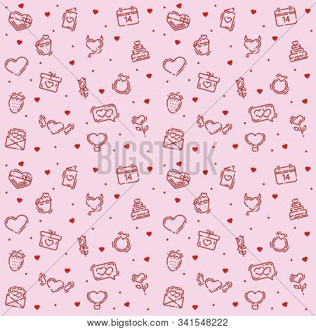 Valentines Pattern With Line And Flat Elements