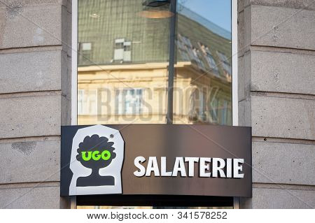Prague, Czechia - November 6, 2019: Ugo Salaterie Logo In Front Of Their Main Restaurant For Prague.