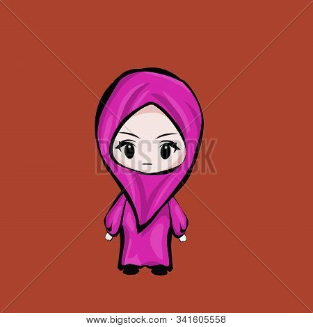 Simple Design Of Illustration Girls On Red Background