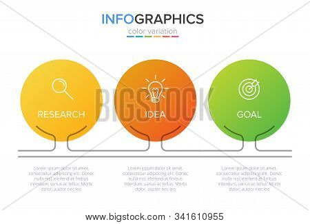 Concept Of Arrow Business Model With 3 Successive Steps. Three Colorful Design Elements. Timeline De
