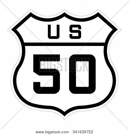 Us Route 50 Sign With A White Background