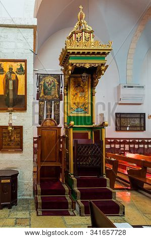 Jerusalem, Israel, December 28, 2018 : The Interior Of The St. Nicholas Church In Bay Jala - A Subur
