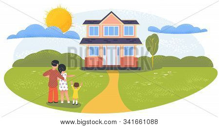 Young Family Chooses House Of Their Dreams. Private Property Purchase. Family Buys Home. Real Estate
