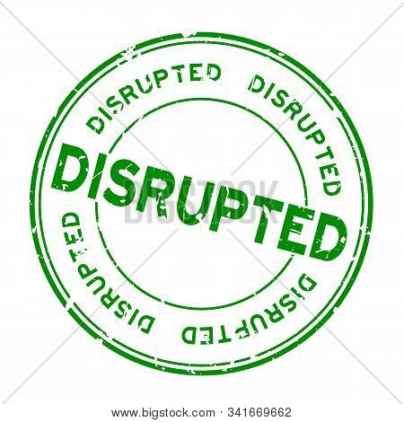 Grunge Green Disrupted Word Round Rubber Seal Stamp On White Background